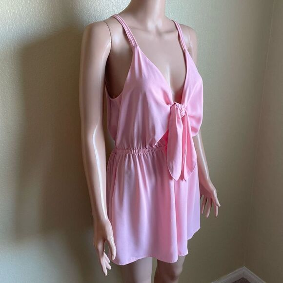 Mustard Seed Front Tie Romper Pink Size Large - Picture 3 of 7